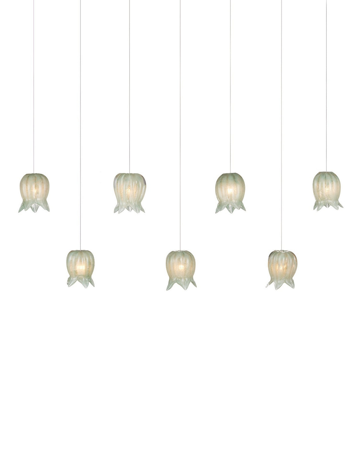 Currey and Company 9000-1402 Polpo Linéaire Multi-Drop Suspension en vert/argent