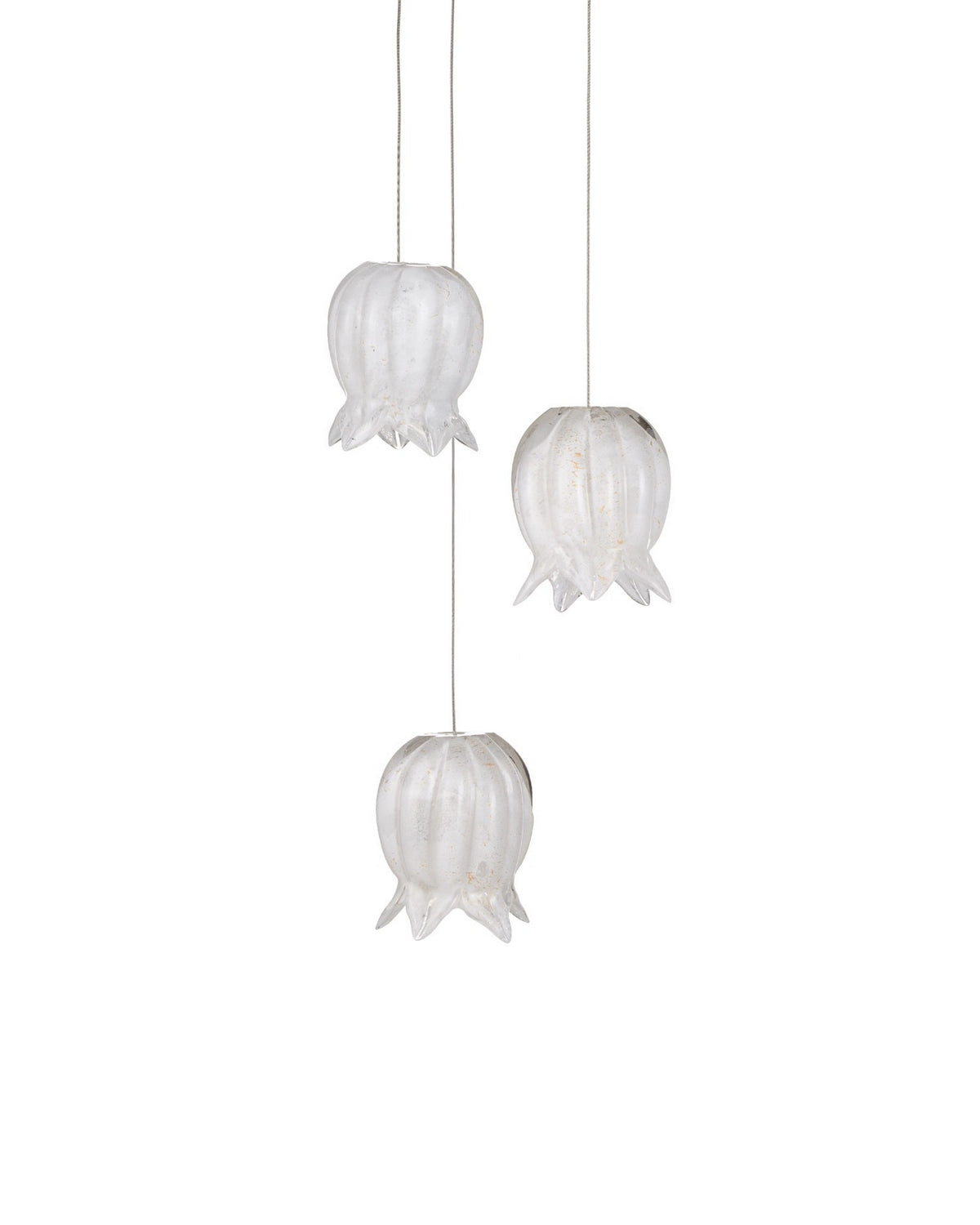 Currey and Company 9000-1404 Polpo 3-Light Round Multi-Drop Suspension en blanc/argent