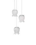 Currey and Company 9000-1404 Polpo 3-Light Round Multi-Drop Suspension en blanc/argent