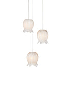 Currey and Company 9000-1404 Polpo 3-Light Round Multi-Drop Suspension en blanc/argent