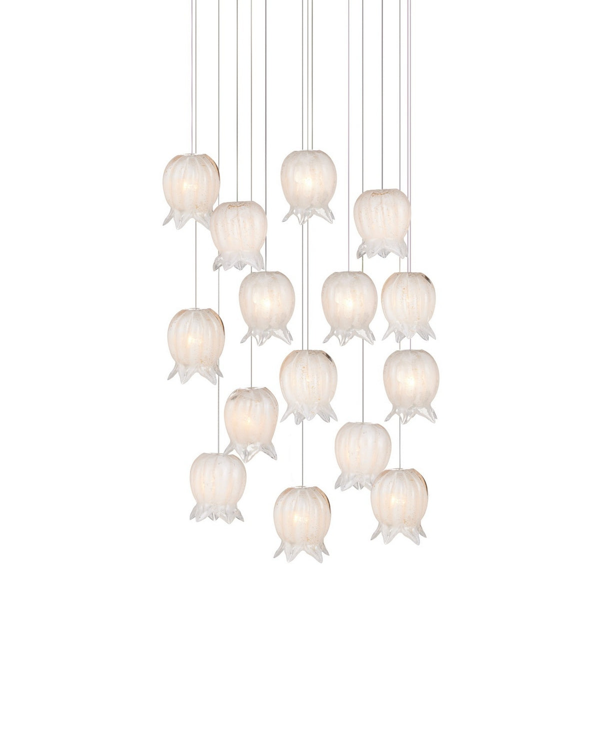 Currey and Company 9000-1406 Polpo Rond Multi-Drop Suspension en blanc/argent