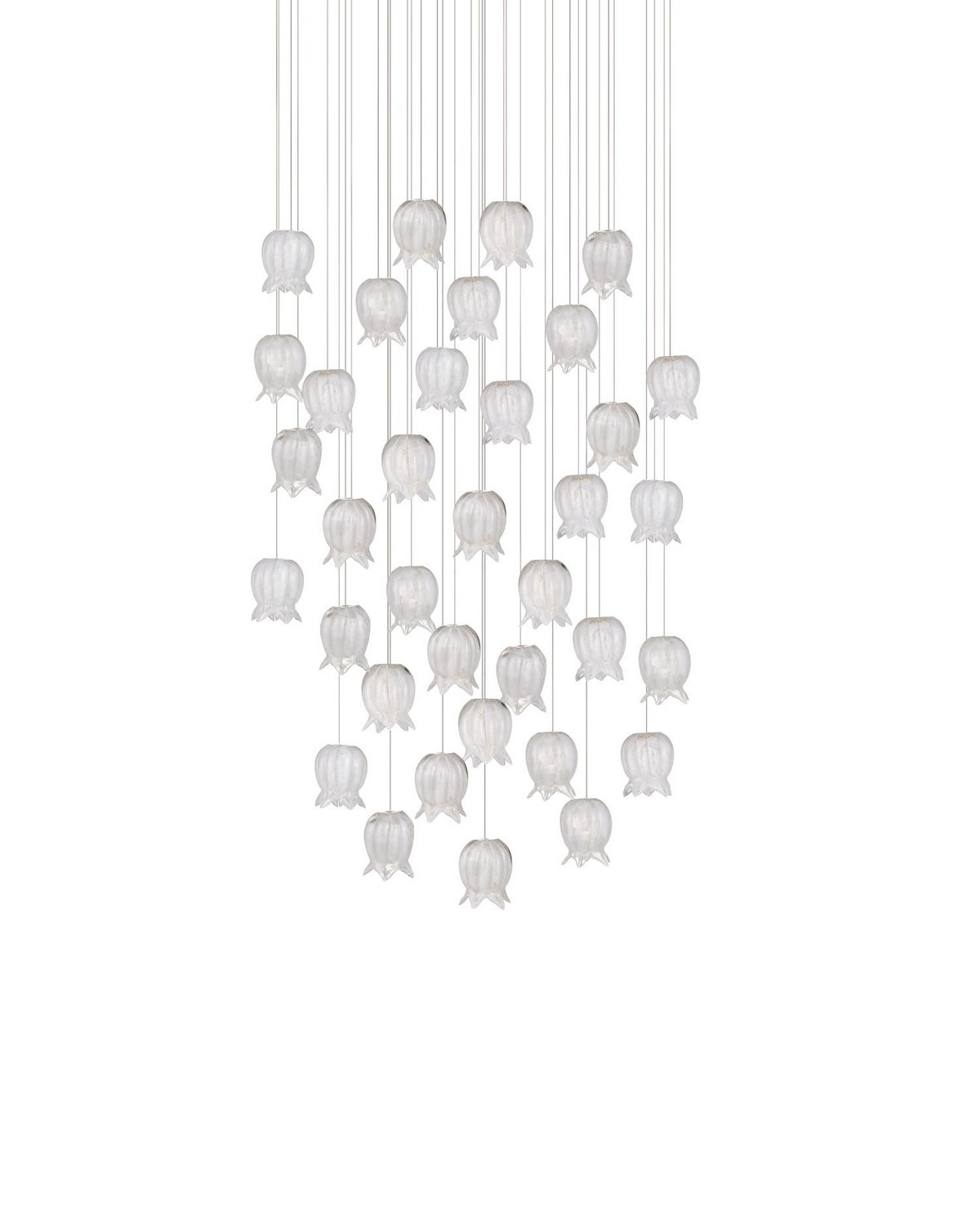 Currey and Company 9000-1409 Polpo Rond Multi-Drop Suspension en blanc/argent