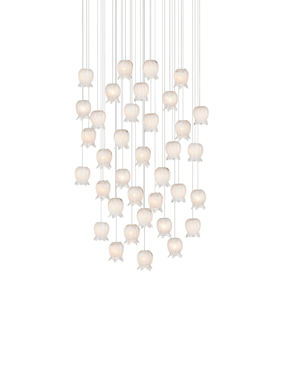 Currey and Company 9000-1409 Polpo Rond Multi-Drop Suspension en blanc/argent