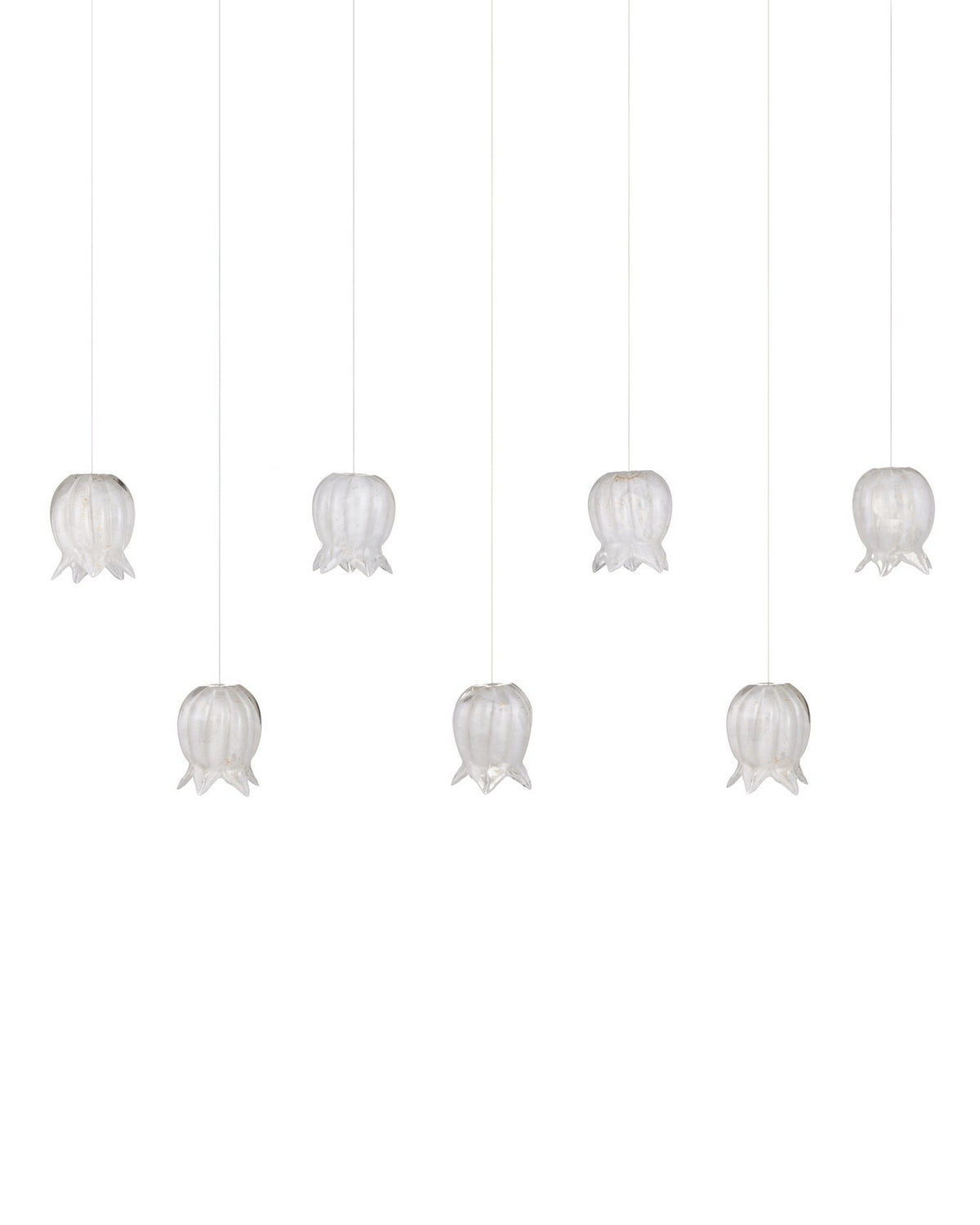 Currey and Company 9000-1410 Polpo Linear Multi-Drop Suspension en blanc/argent