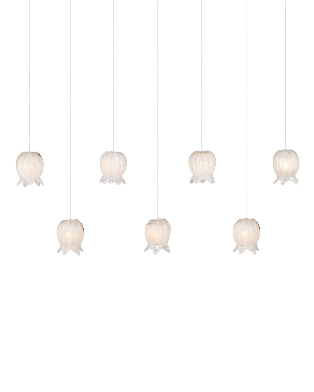 Currey and Company 9000-1410 Polpo Linear Multi-Drop Suspension en blanc/argent