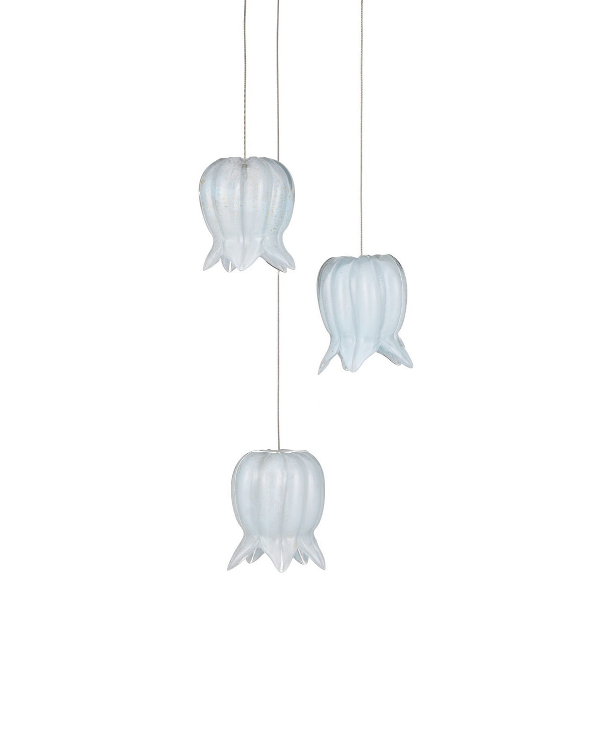 Currey and Company 9000-1412 Polpo 3-Light Round Multi-Drop Suspension en bleu/argent