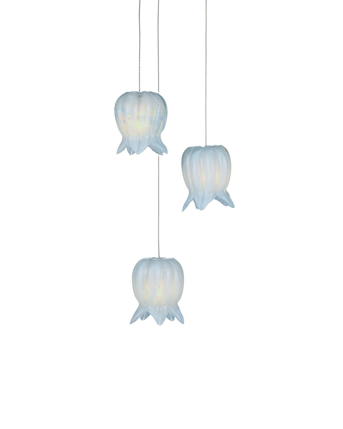 Currey and Company 9000-1412 Polpo 3-Light Round Multi-Drop Suspension en bleu/argent