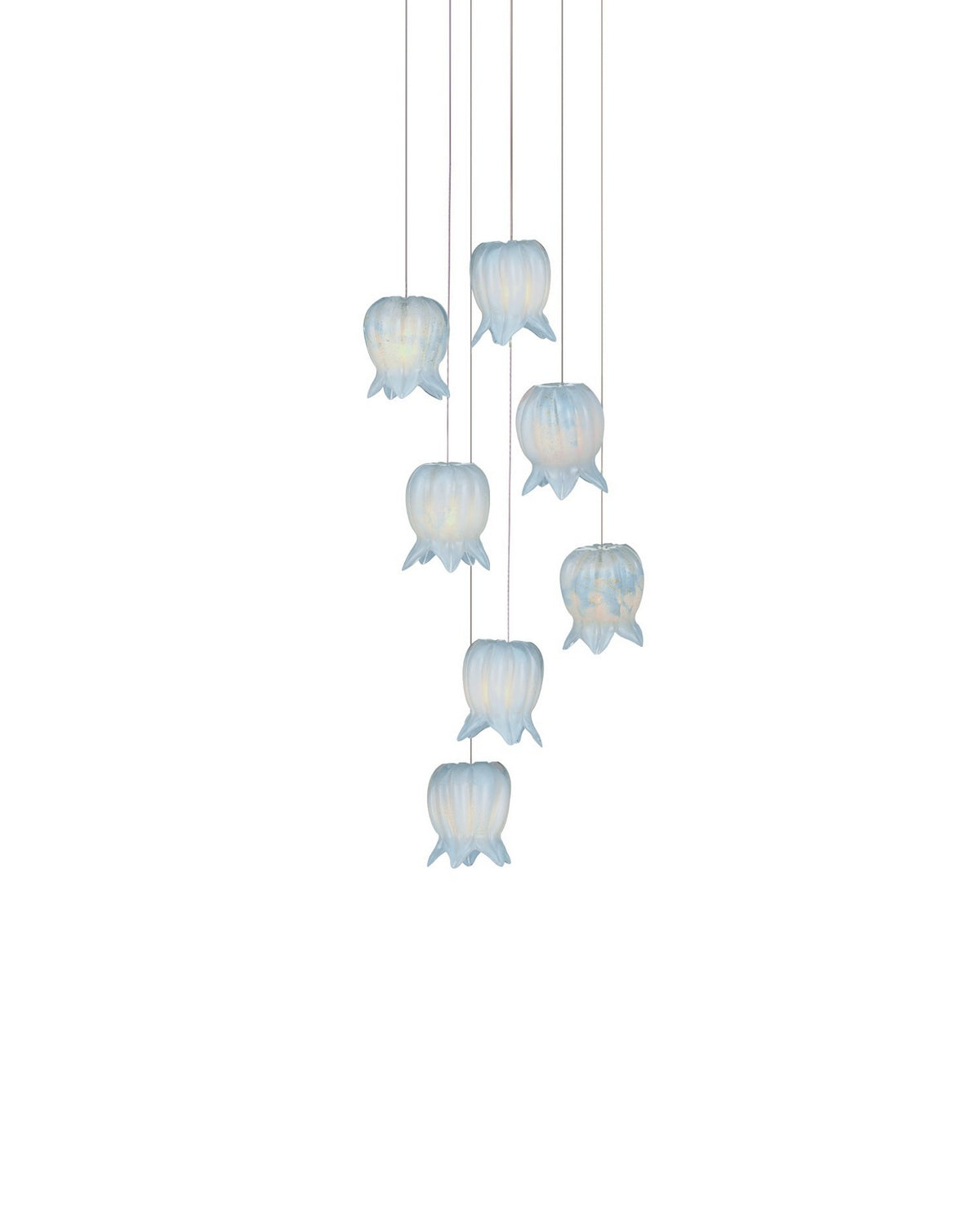 Currey and Company 9000-1413 Polpo Rond Multi-Drop Suspension en bleu/argent
