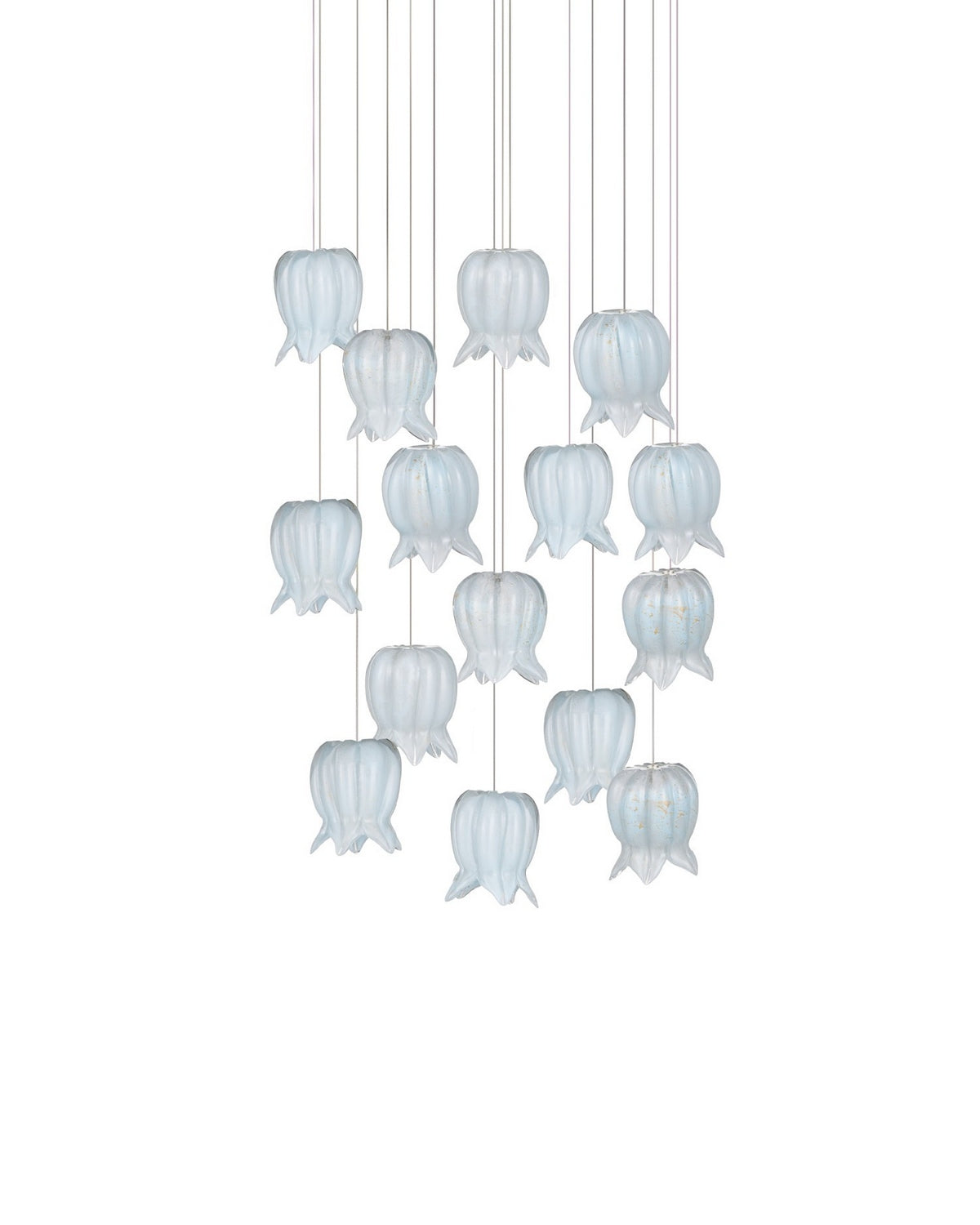 Currey and Company 9000-1414 Polpo Rond Multi-Drop Suspension en bleu/argent