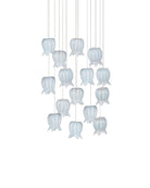 Currey and Company 9000-1414 Polpo Rond Multi-Drop Suspension en bleu/argent