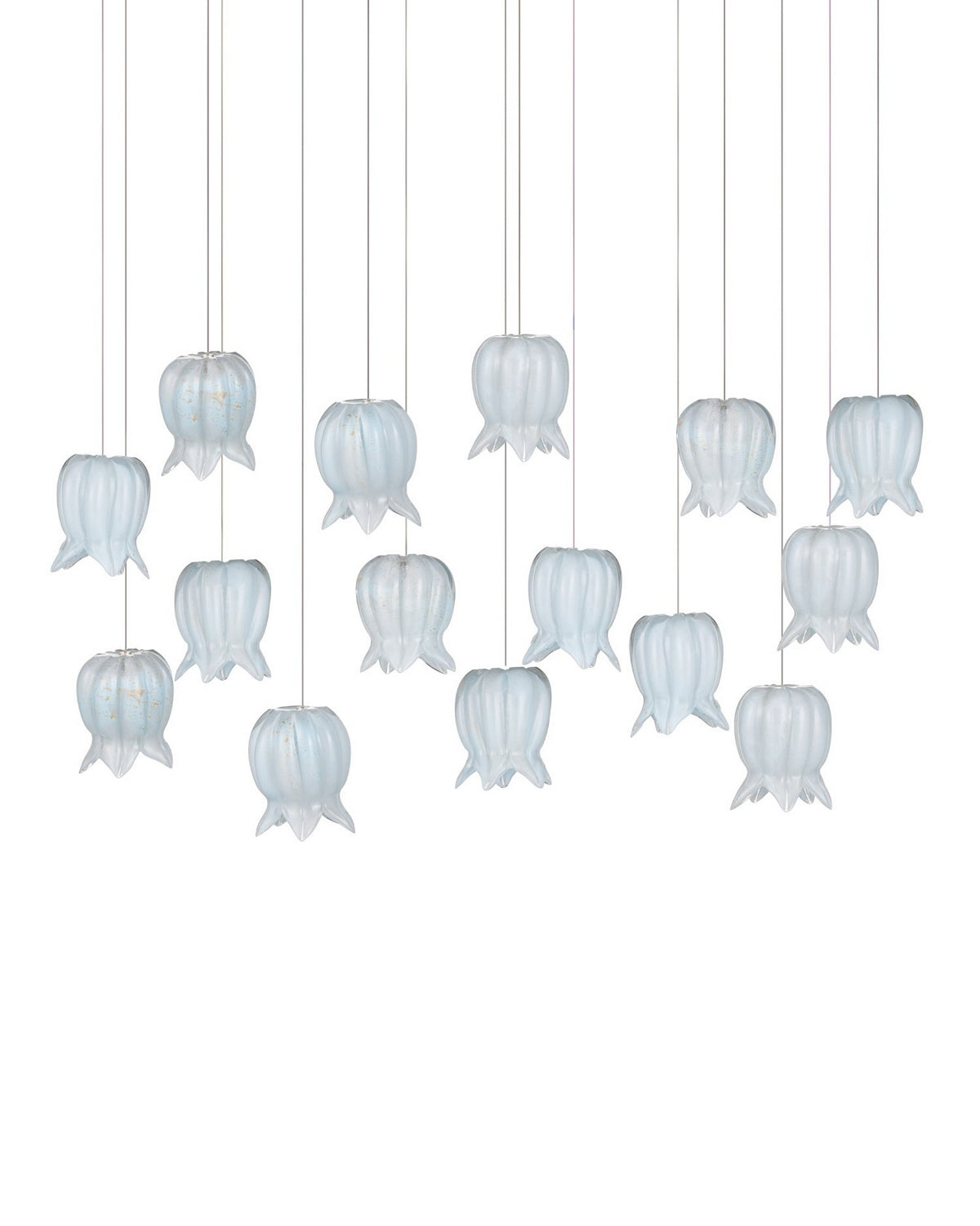 Currey and Company 9000-1415 Polpo Linéaire Multi-Drop Suspension en bleu/argent