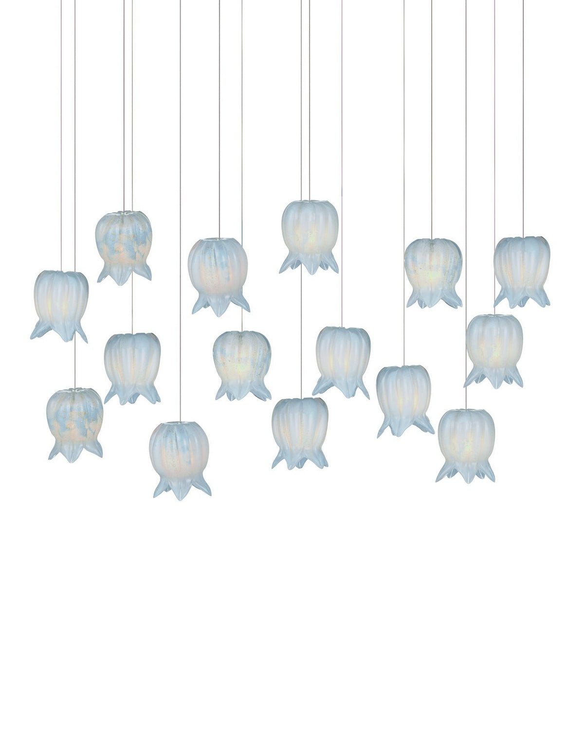 Currey and Company 9000-1415 Polpo Linéaire Multi-Drop Suspension en bleu/argent