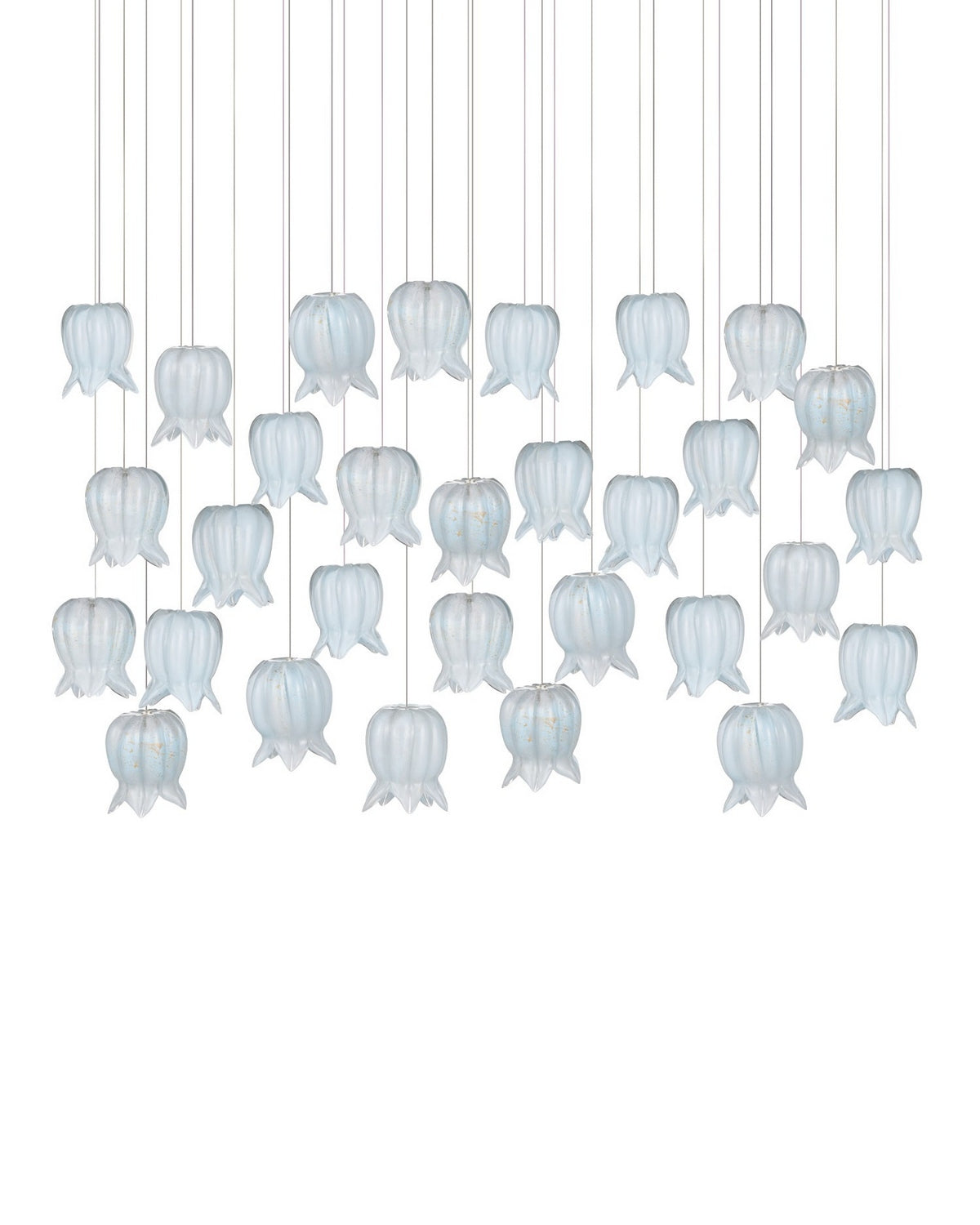 Currey and Company 9000-1416 Polpo Linéaire Multi-Drop Suspension en bleu/argent