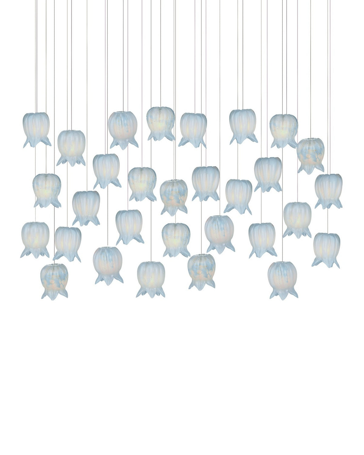 Currey and Company 9000-1416 Polpo Linéaire Multi-Drop Suspension en bleu/argent