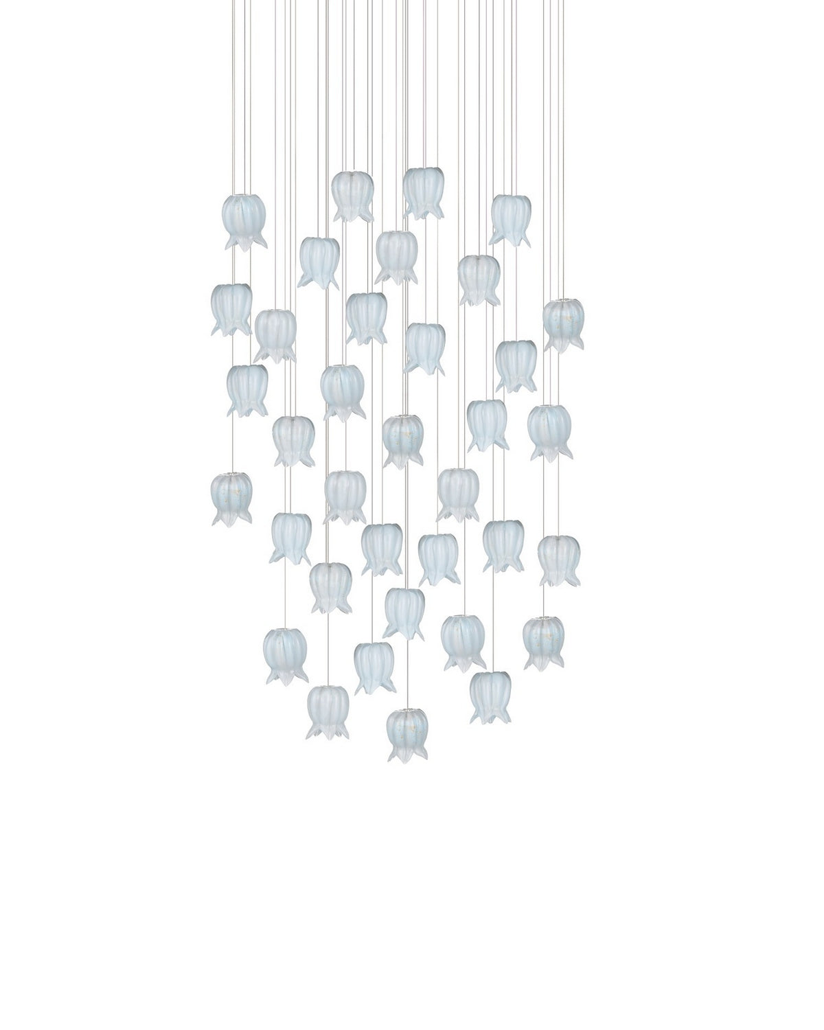 Currey and Company 9000-1417 Polpo Rond Multi-Drop Suspension en bleu/argent