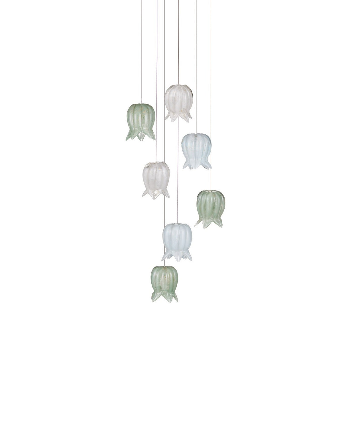 Currey and Company 9000-1420 Polpo Rond Multi-Drop Suspension en bleu/vert/blanc/argent