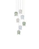 Currey and Company 9000-1420 Polpo Rond Multi-Drop Suspension en bleu/vert/blanc/argent