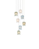 Currey and Company 9000-1420 Polpo Rond Multi-Drop Suspension en bleu/vert/blanc/argent