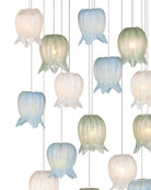 Currey and Company 9000-1421 Polpo Rond Multi-Drop Suspension en bleu/vert/blanc/argent