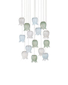 Currey and Company 9000-1421 Polpo Rond Multi-Drop Suspension en bleu/vert/blanc/argent