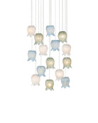 Currey and Company 9000-1421 Polpo Rond Multi-Drop Suspension en bleu/vert/blanc/argent