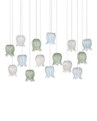 Currey and Company 9000-1422 Polpo Linear Multi-Drop Suspension en bleu/vert/blanc/argent