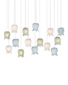 Currey and Company 9000-1422 Polpo Linear Multi-Drop Suspension en bleu/vert/blanc/argent