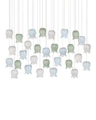 Currey and Company 9000-1423 Polpo Linear Multi-Drop Suspension en bleu/vert/blanc/argent