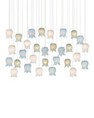 Currey and Company 9000-1423 Polpo Linear Multi-Drop Suspension en bleu/vert/blanc/argent