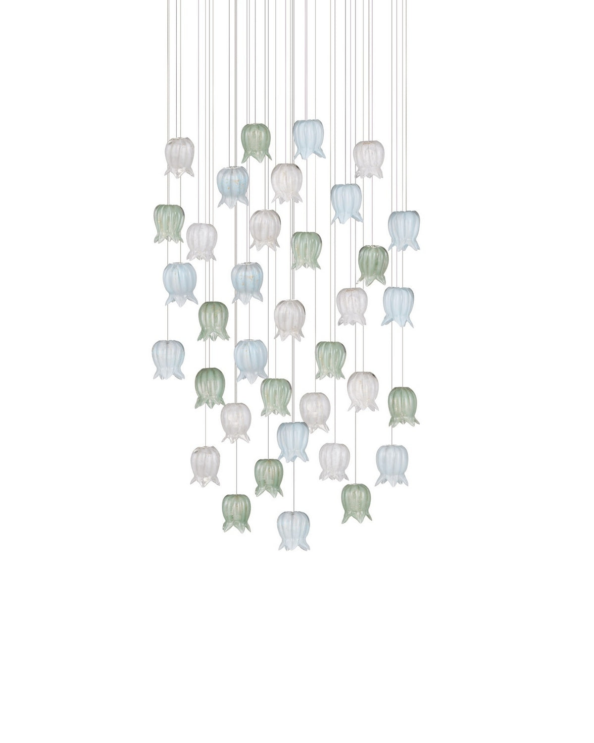 Currey and Company 9000-1424 Polpo Rond Multi-Drop Suspension en bleu/vert/blanc/argent