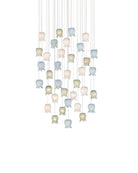 Currey and Company 9000-1424 Polpo Rond Multi-Drop Suspension en bleu/vert/blanc/argent