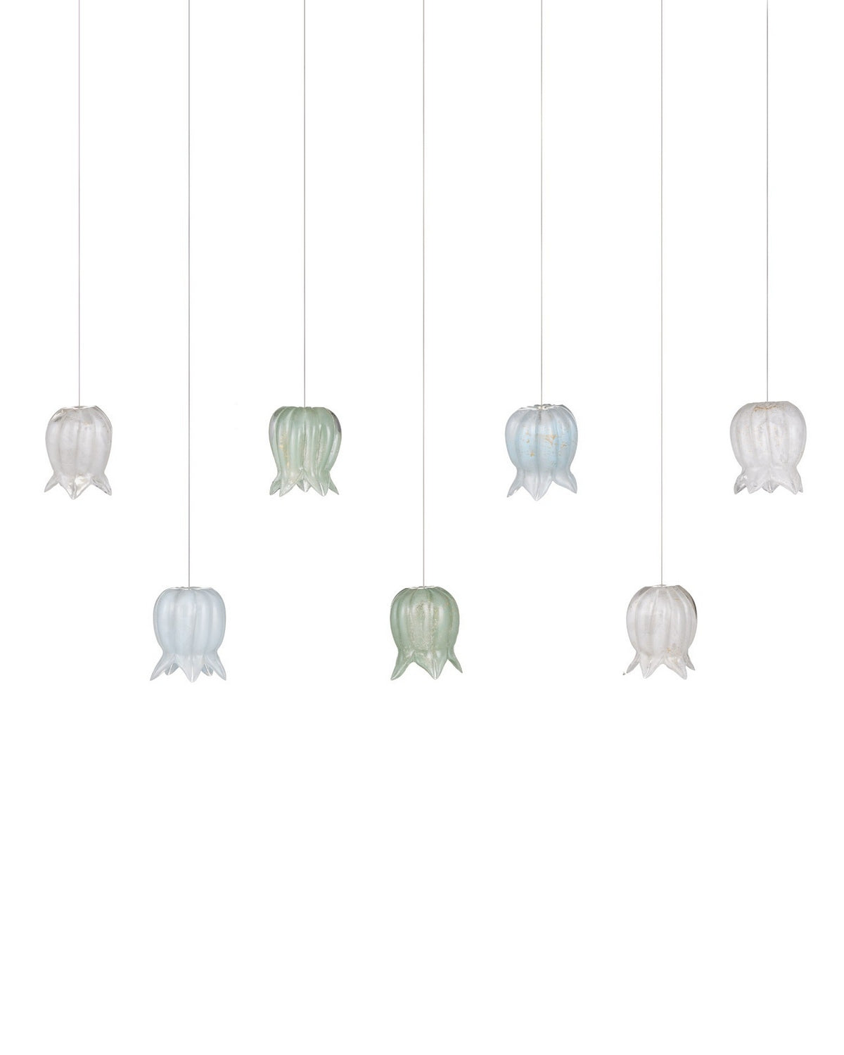 Currey and Company 9000-1425 Polpo Linéaire Multi-Drop Suspension en bleu/vert/blanc/argent