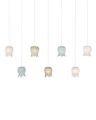 Currey and Company 9000-1425 Polpo Linéaire Multi-Drop Suspension en bleu/vert/blanc/argent