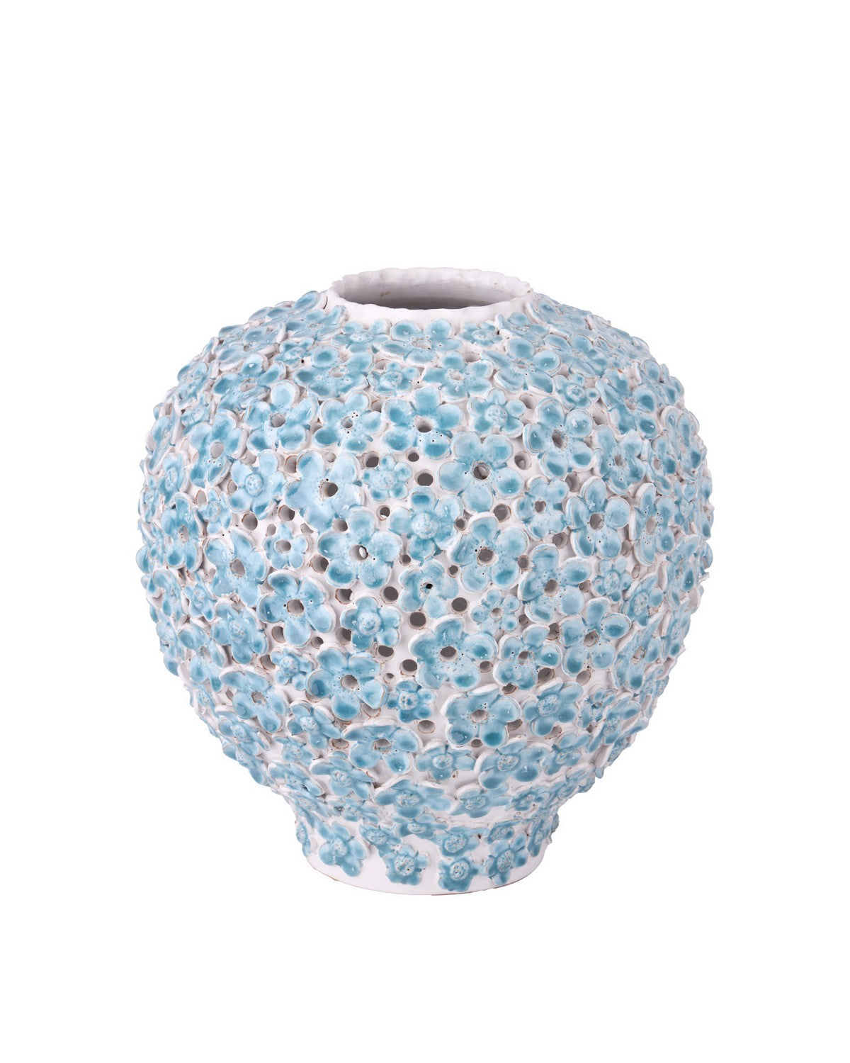 Vase Daisy Currey and Company 1200-1112, bleu clair et blanc