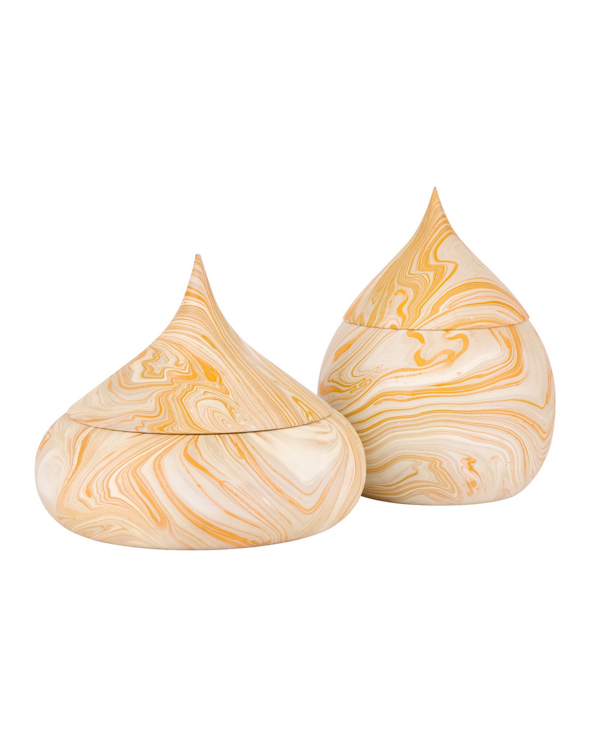 Currey and Company 1200-1114 Coffret Anasi de 2 pièces en jaune marbré