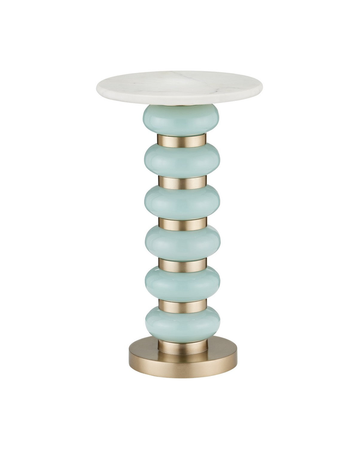 Table d'appoint Lambent de Currey and Company 4000-0281 en turquoise/laiton brossé/naturel