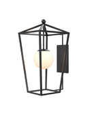 Currey and Company 5500-0061 Denison Outdoor Wall Sconce in Midnight/Frosted White