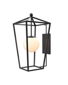 Currey and Company 5500-0062 Denison Outdoor Wall Sconce in Midnight/Frosted White