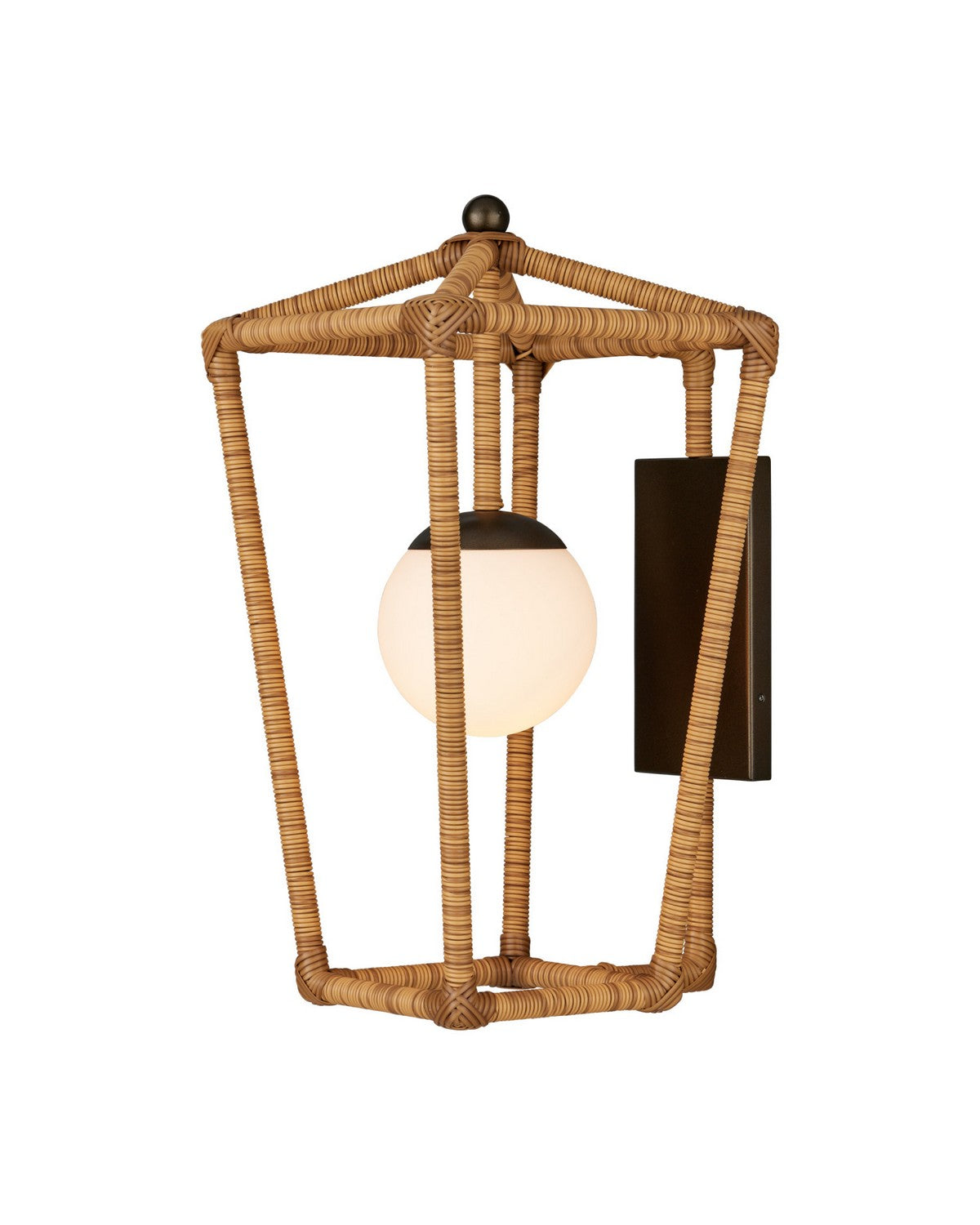 Currey and Company 5500-0063 Denison Outdoor Wall Sconce in Natural/Midnight/Frosted White