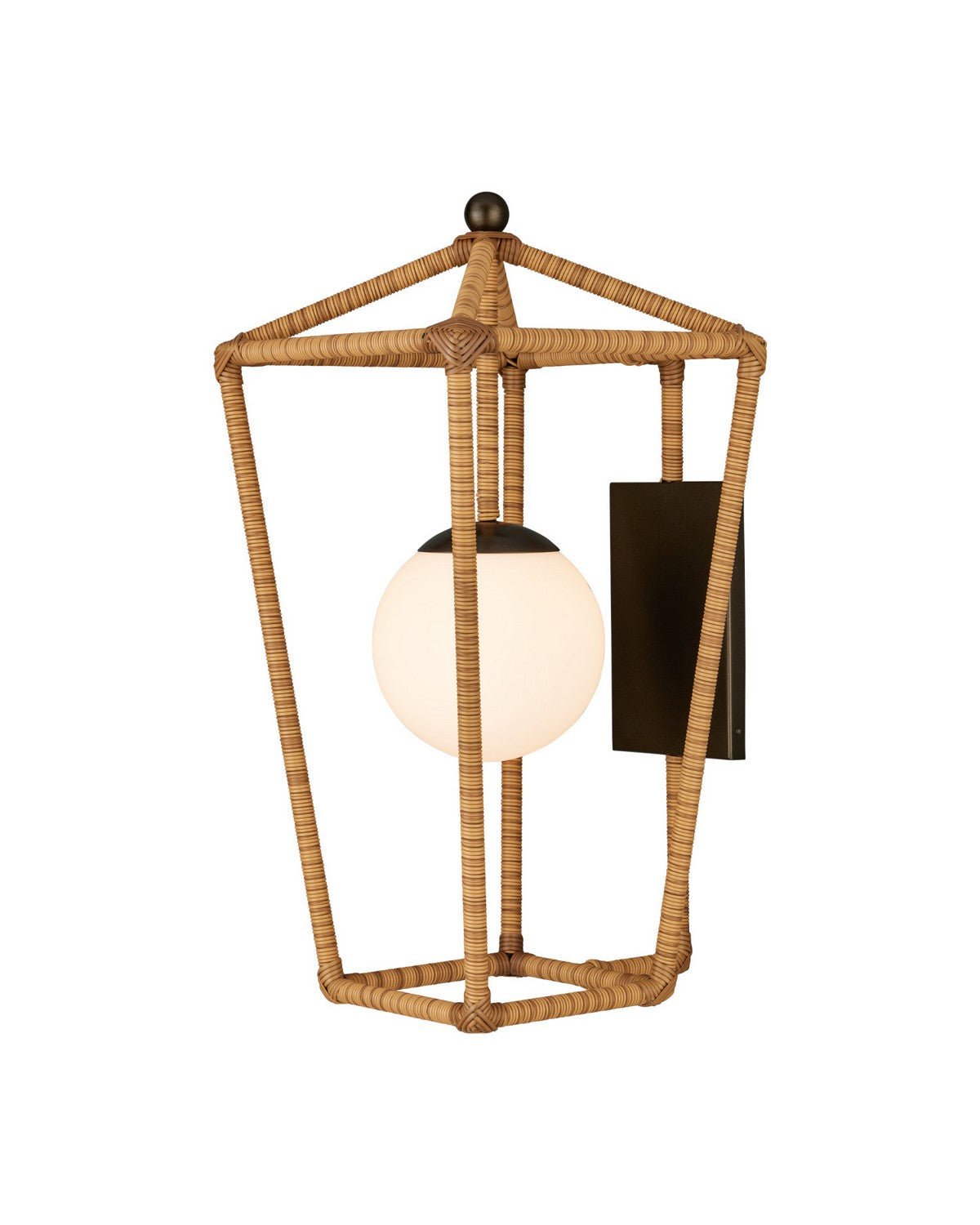 Currey and Company 5500-0064 Denison Outdoor Wall Sconce in Natural/Midnight/Frosted White