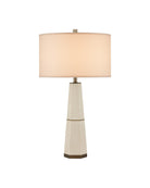 Currey and Company 6000-1082 Galuchat Lampe de table en similicuir galuchat ivoire/laiton