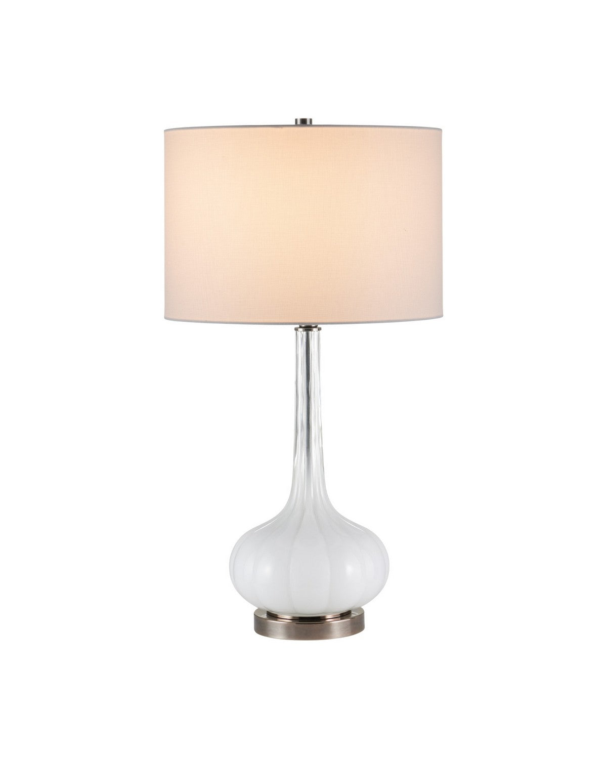 Currey and Company 6000-1120 Blanche Lampe de table en nickel blanc laiteux/noir brossé