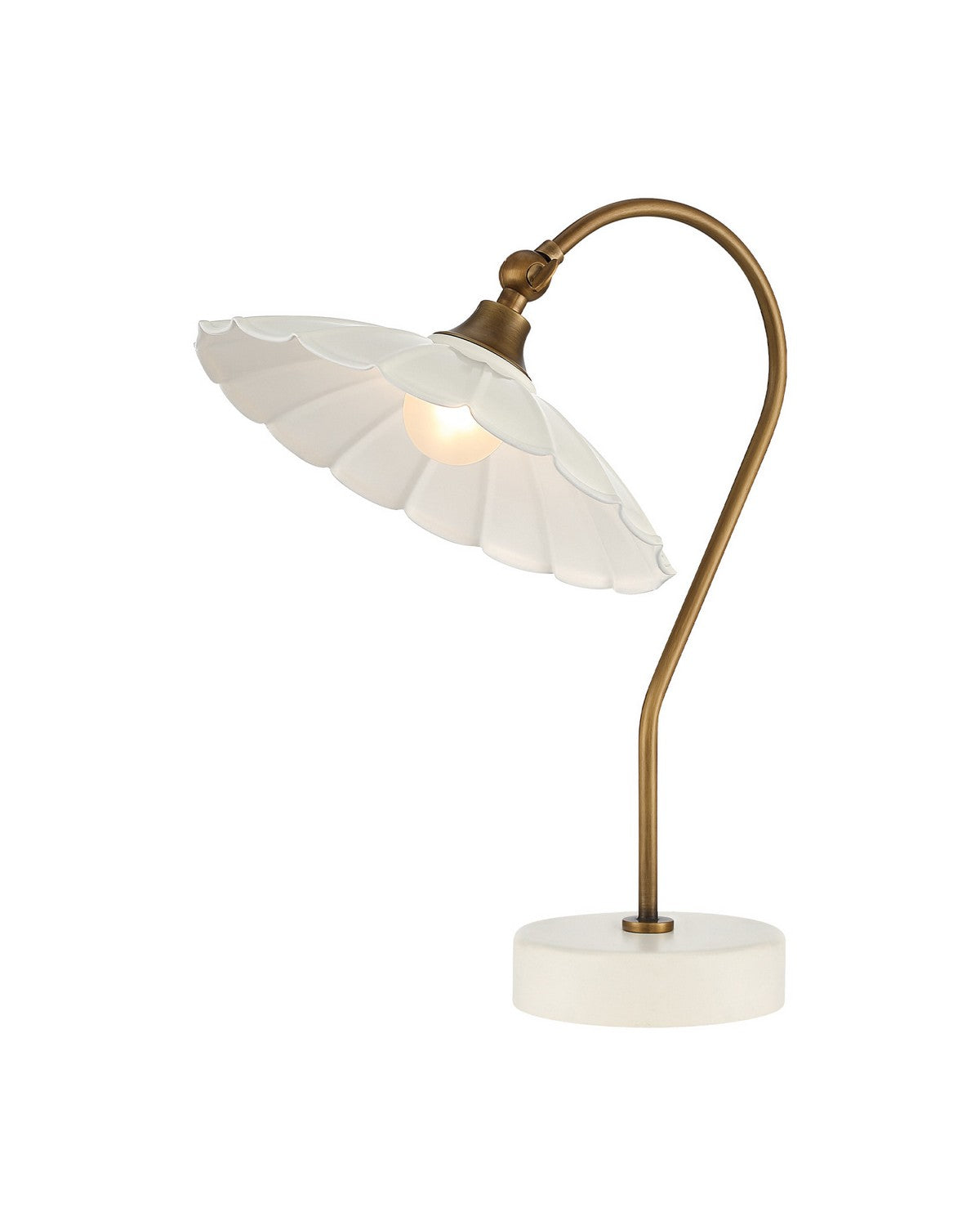 Currey and Company 6700-0029 Springe sans fil Lampe de table en blanc/laiton antique