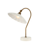 Currey and Company 6700-0029 Springe sans fil Lampe de table en blanc/laiton antique