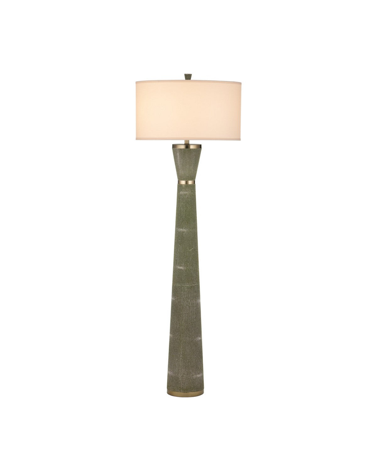 Lampe sur pied en forme de sablier Galuchat 8000-0187 de Currey and Company, en similicuir galuchat vert et laiton