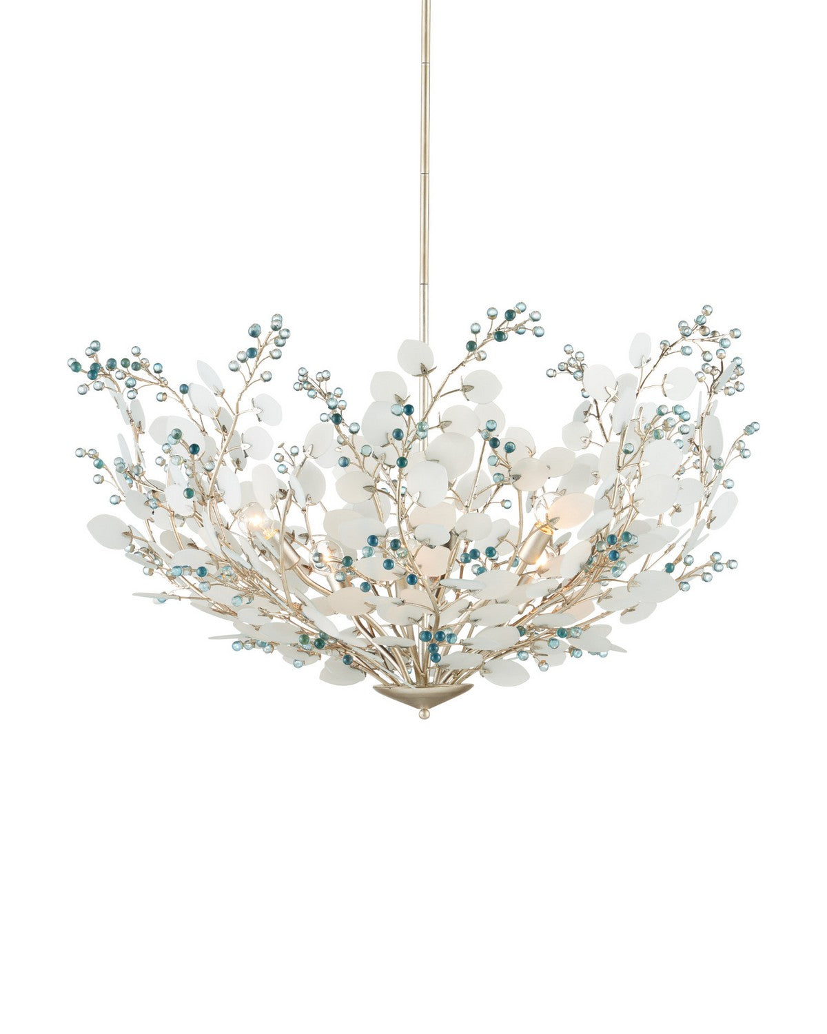 Currey and Company 9000-1426 Winterberry Suspendu en feuille d'argent givrée/bleue/contemporaine
