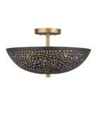 Currey and Company 9000-1455 Jali Semi-Plafonnier en noir/laiton antique