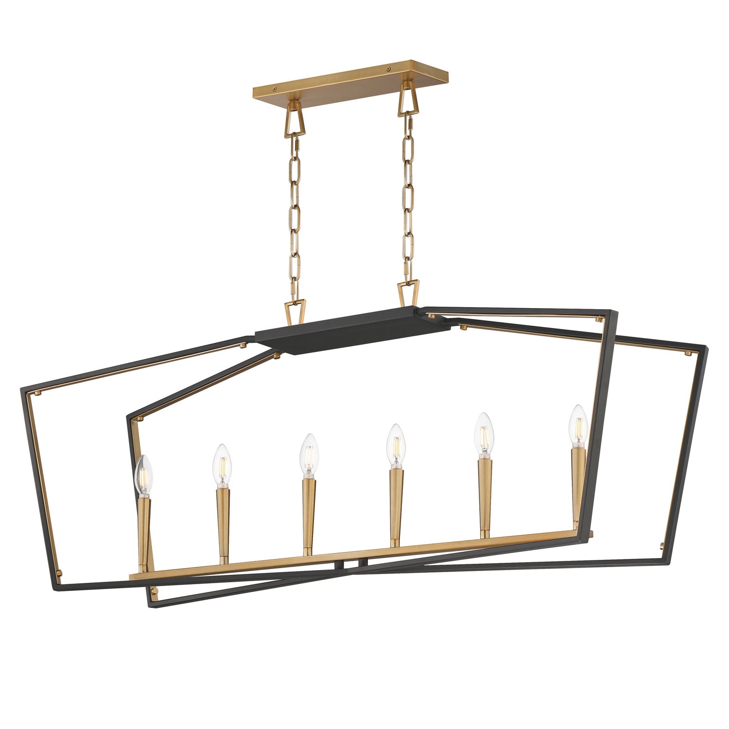Éclairage Maxim 28616BKNAB Melrose Linéaire Suspension en noir/naturel Laiton vieilli