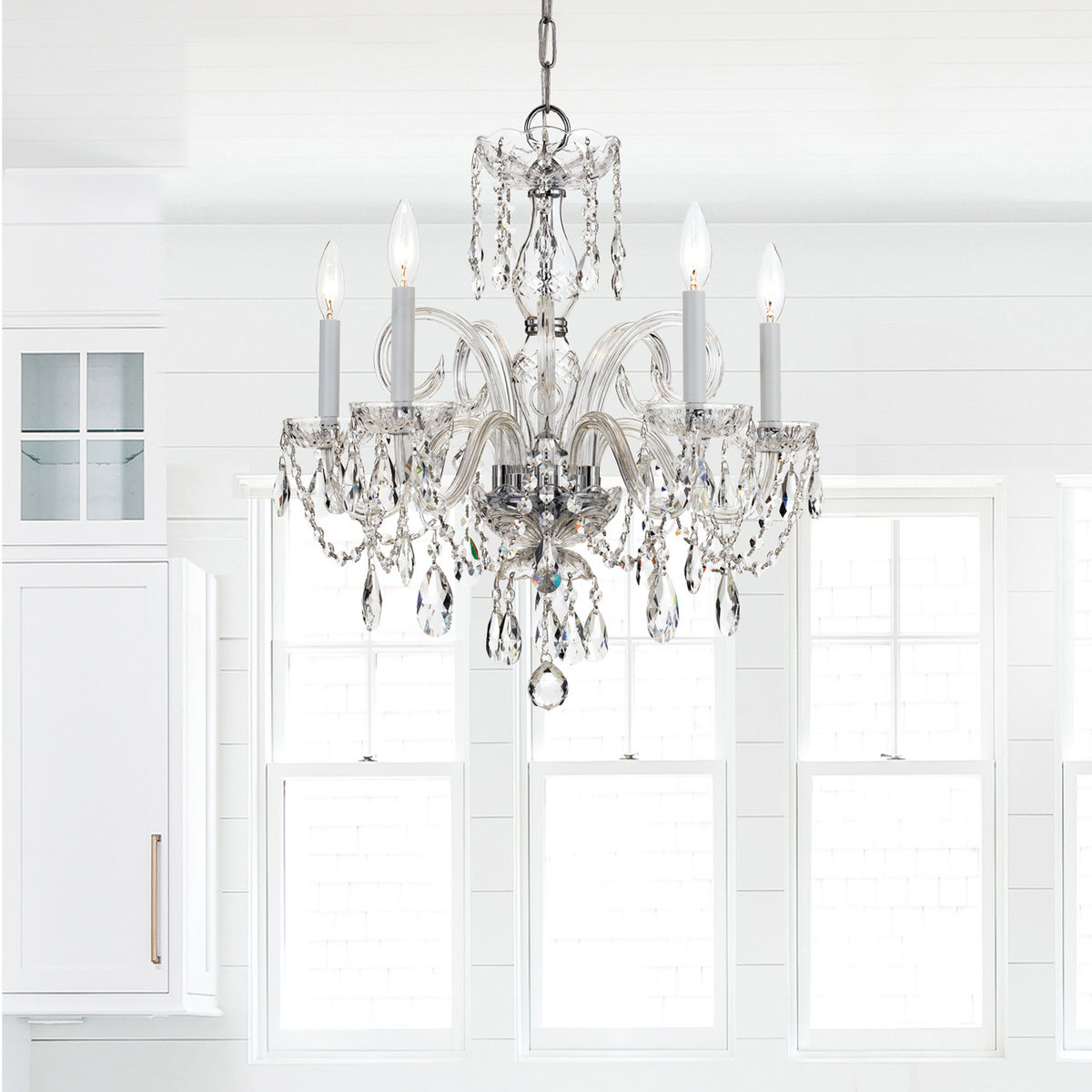 Crystorama - 1005-CH-CL-SAQ - Cinq lumières Suspendu - Cristal traditionnel - Chrome poli