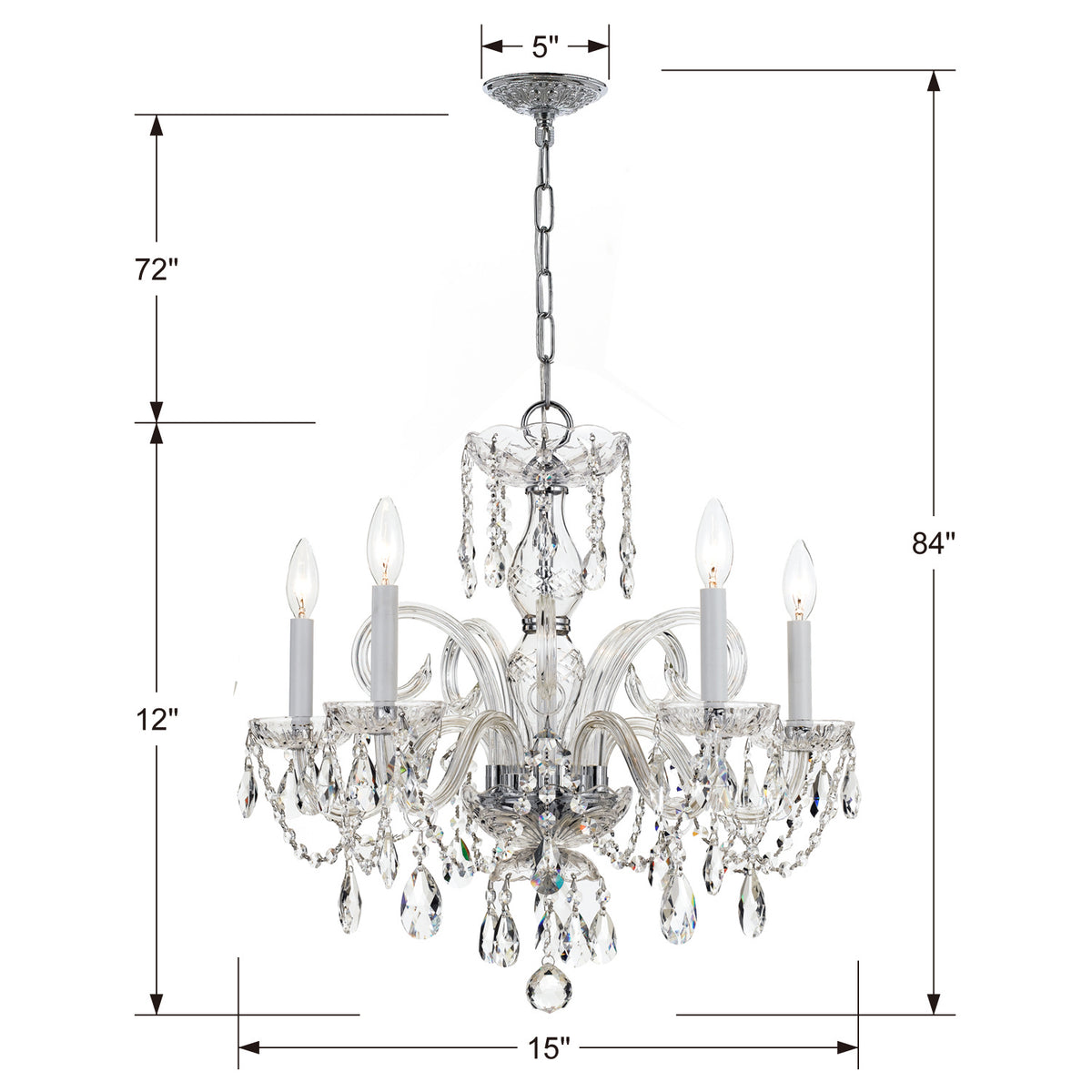 Crystorama - 1005-CH-CL-SAQ - Cinq lumières Suspendu - Cristal traditionnel - Chrome poli